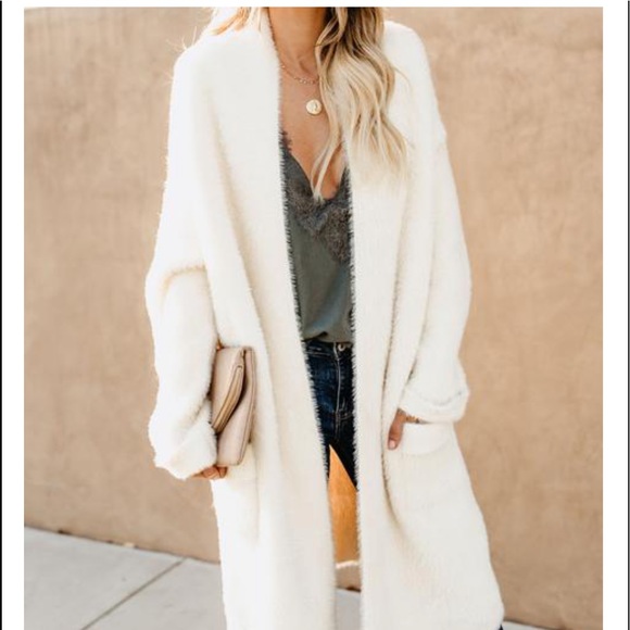 KRISTINE Fuzzy Oversized Long Cardigan - Picture 3 of 8